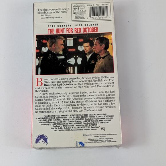 The Hunt for Red October VHS Sealed Paramount Watermark Video Seal Fred Meyer - Picture 2 of 8